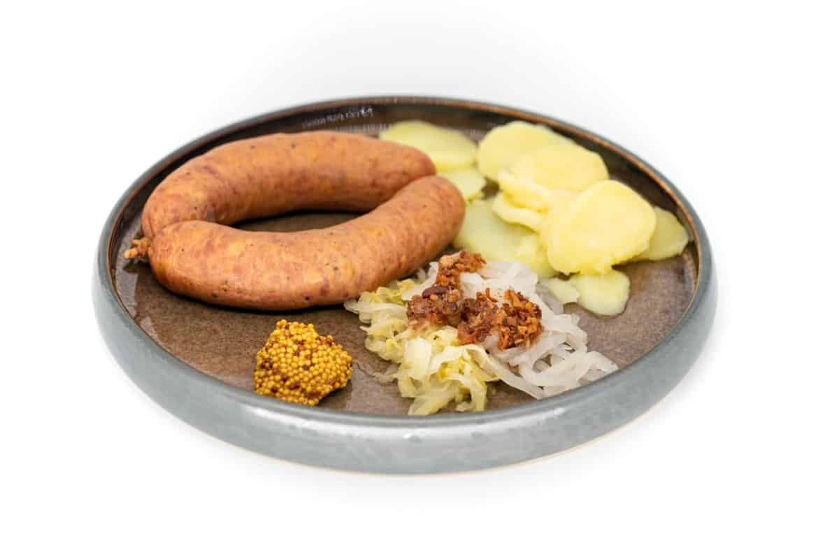 carniolan sausage with cabbage or turnip