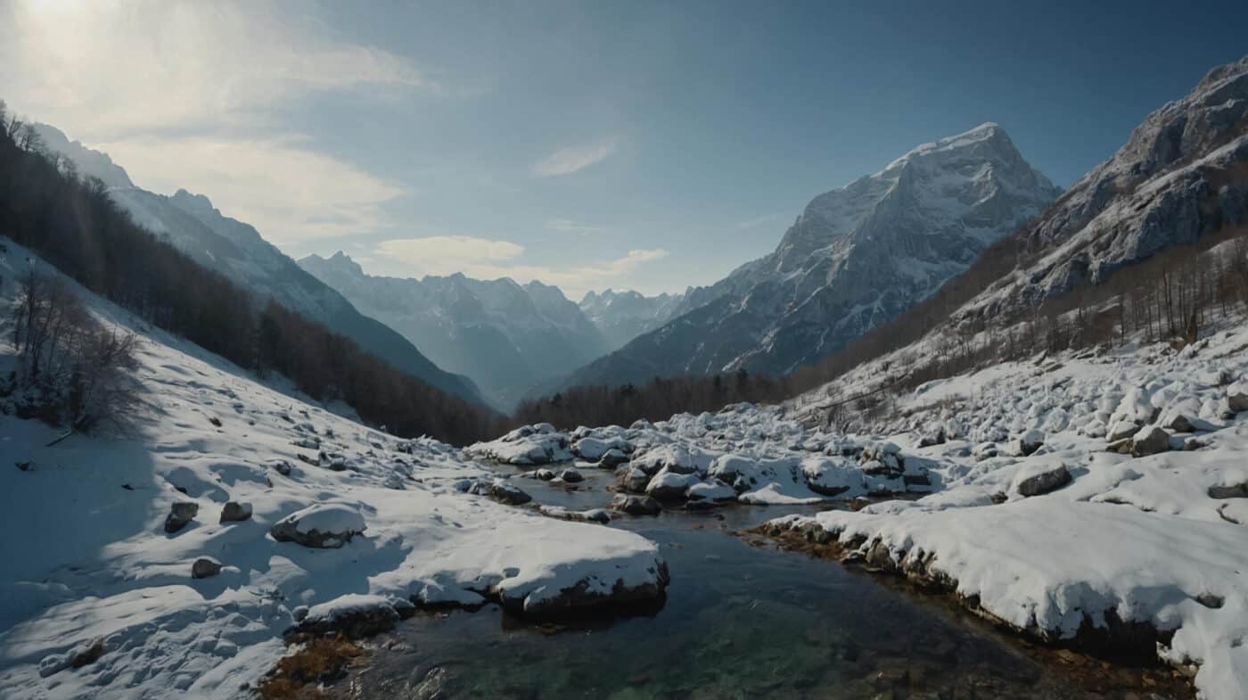 Iznad prijevoja Vršič zimi